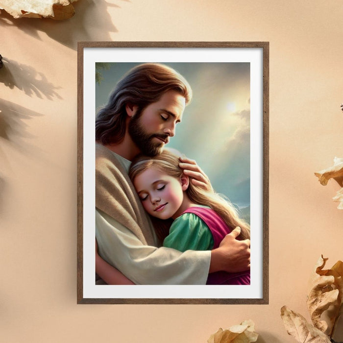 Jesus Holding a Child | Christian Wall Art | Comforting Faith Decor | High - Resolution Inspirational Art Print for Home or Nursery - FORHERA DESIGN - Christian_Wallart