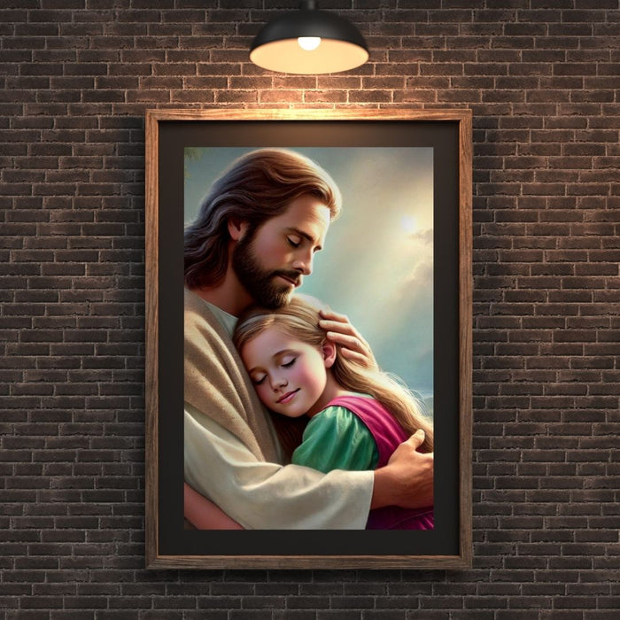 Jesus Holding a Child | Christian Wall Art | Comforting Faith Decor | High - Resolution Inspirational Art Print for Home or Nursery - FORHERA DESIGN - Christian_Wallart