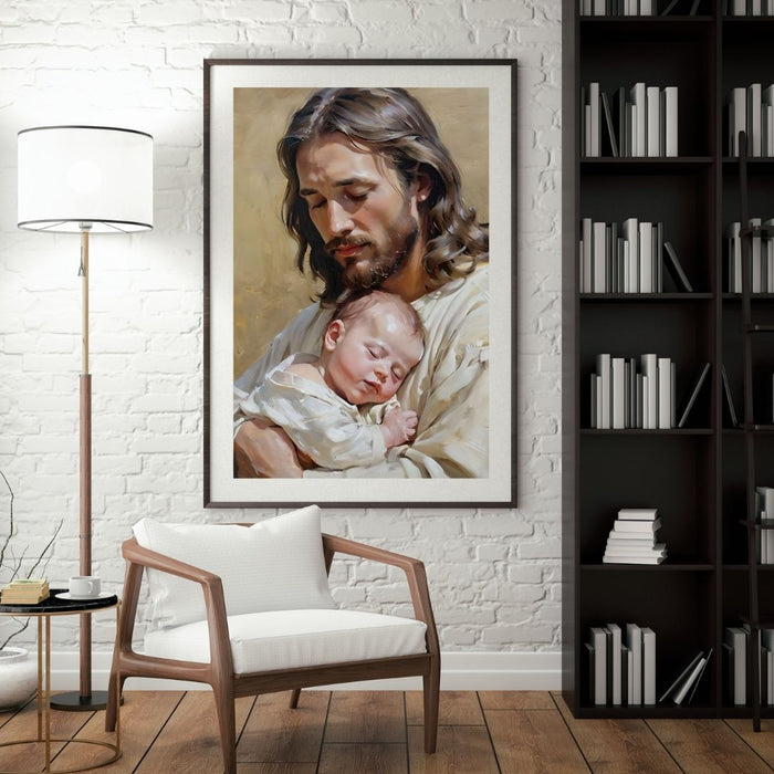 Jesus Holding You as a Baby | Heartwarming Christian Wall Art | High - Resolution Digital Print | Faith - Inspired Decor - FORHERA DESIGN - Christian_Wallart