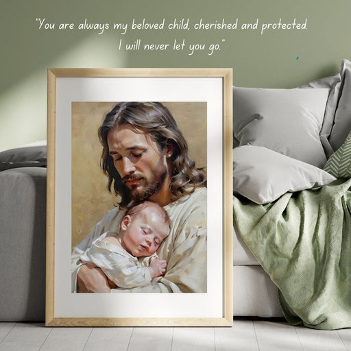 Jesus Holding You as a Baby | Heartwarming Christian Wall Art | High - Resolution Digital Print | Faith - Inspired Decor - FORHERA DESIGN - Christian_Wallart