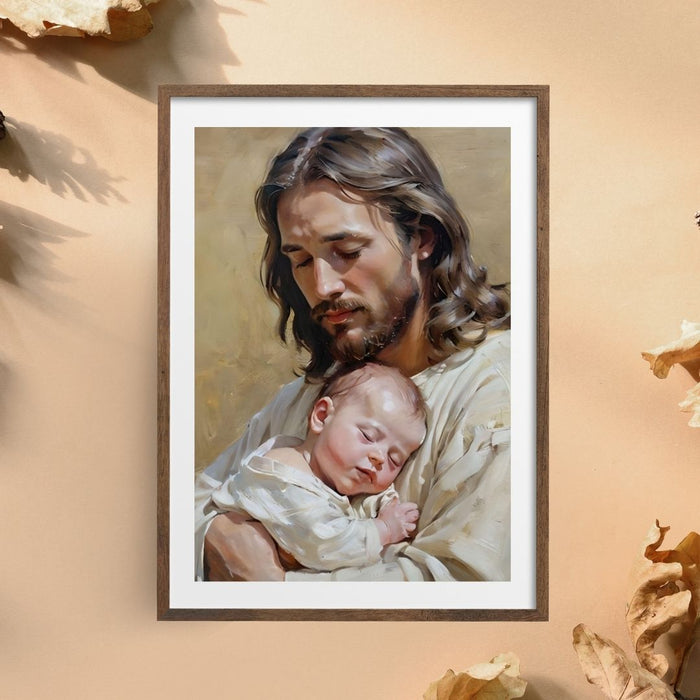 Jesus Holding You as a Baby | Heartwarming Christian Wall Art | High - Resolution Digital Print | Faith - Inspired Decor - FORHERA DESIGN - Christian_Wallart