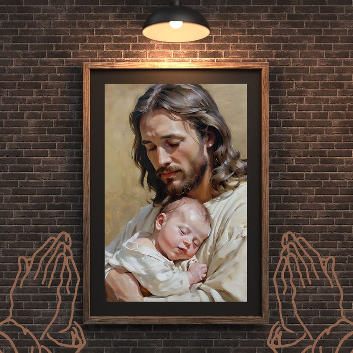 Jesus Holding You as a Baby | Heartwarming Christian Wall Art | High - Resolution Digital Print | Faith - Inspired Decor - FORHERA DESIGN - Christian_Wallart