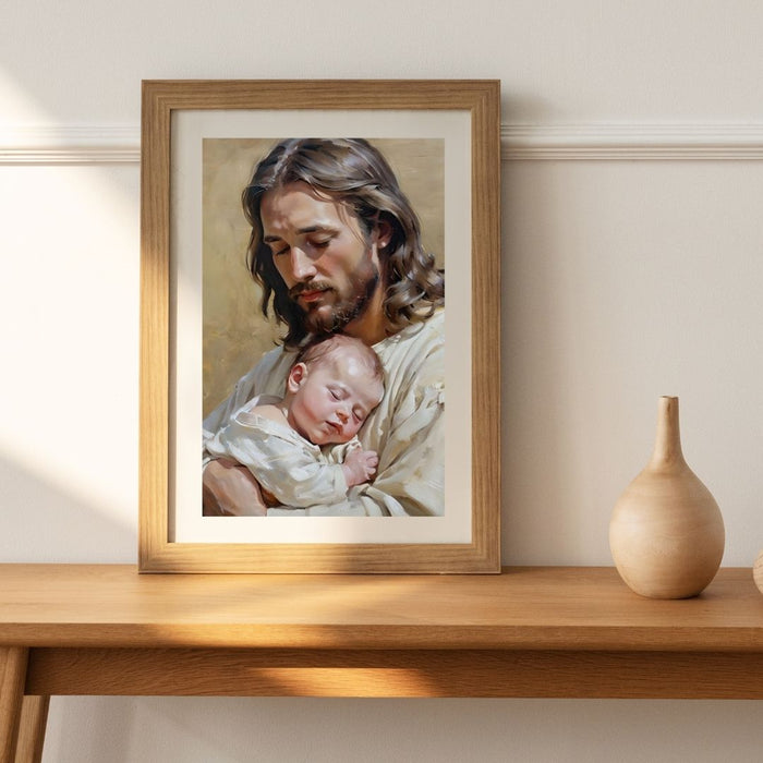 Jesus Holding You as a Baby | Heartwarming Christian Wall Art | High - Resolution Digital Print | Faith - Inspired Decor - FORHERA DESIGN - Christian_Wallart