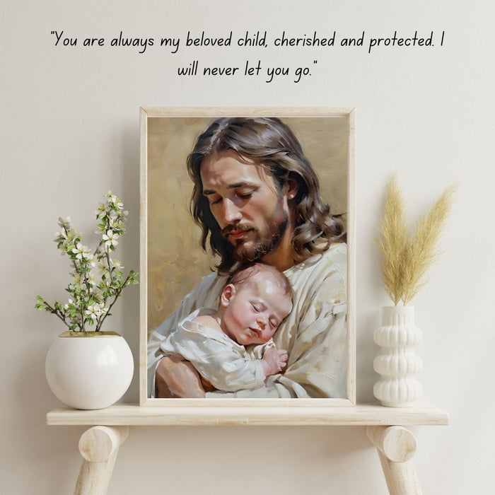 Jesus Holding You as a Baby | Heartwarming Christian Wall Art | High - Resolution Digital Print | Faith - Inspired Decor - FORHERA DESIGN - Christian_Wallart