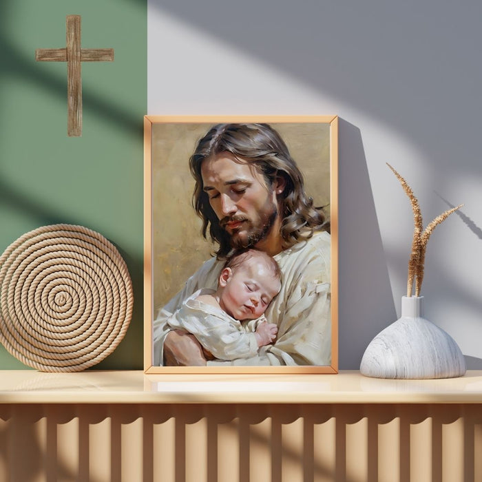 Jesus Holding You as a Baby | Heartwarming Christian Wall Art | High - Resolution Digital Print | Faith - Inspired Decor - FORHERA DESIGN - Christian_Wallart