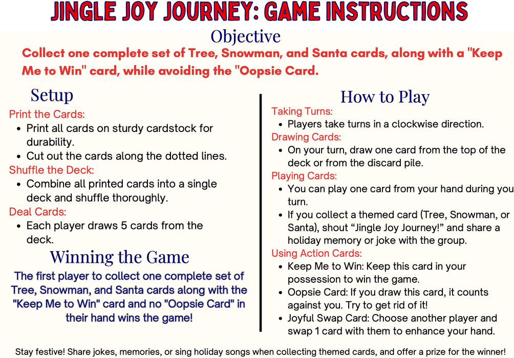 Jingle Joy Journey | Festive Christmas Card Game for Family & Friends | Digital Download - FORHERA DESIGN - Christmas_gifts