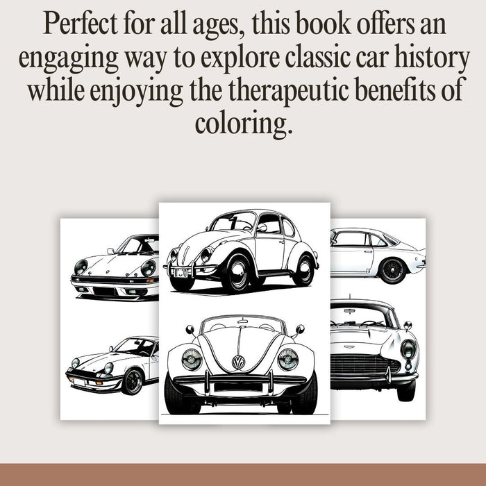 Learn and Color Classic Cars - Coloring Classic Cars - 20 A4 simple sheets - FORHERA DESIGN - DigitalPrint