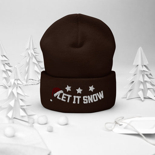 Let It Snow Embroidered Beanie, Cozy Winter Hat, Let It Snow Cuffed Beanie, Holiday Gift, Warm Xmas Beanie, Christmas Stocking Stuffe - FORHERA DESIGN - Beanies