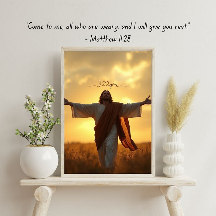 Matthew 11:28 Wall Art | Come to Me, All Who Are Weary | Inspirational Christian Art | Faith - Based Digital Print - FORHERA DESIGN - Christian_Wallart