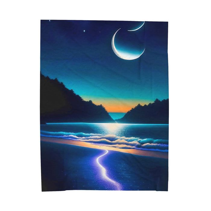 Ocean night Scene Velveteen Plush Blanket - FORHERA DESIGN - All Over Prints