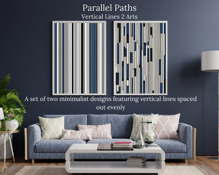 Parallel Paths: Vertical Lines Art | Minimalist Digital Download | highly contrasted Black and White | Abstract Wall Art | Modern Design - FORHERA DESIGN - Art_Minimalist