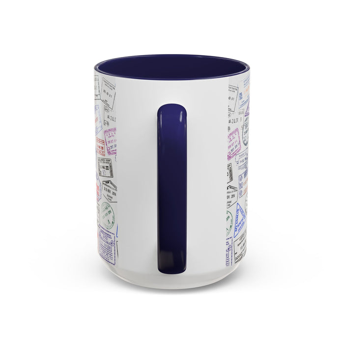 Passport Stamp Mug | Travel - Themed Coffee Cup with Vintage Passport Stamps Background | Unique Gift for Travelers | Ceramic Travel Mug - Eravol - Mug