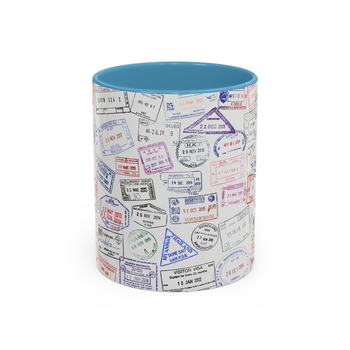 Passport Stamp Mug | Travel - Themed Coffee Cup with Vintage Passport Stamps Background | Unique Gift for Travelers | Ceramic Travel Mug - Eravol - Mug