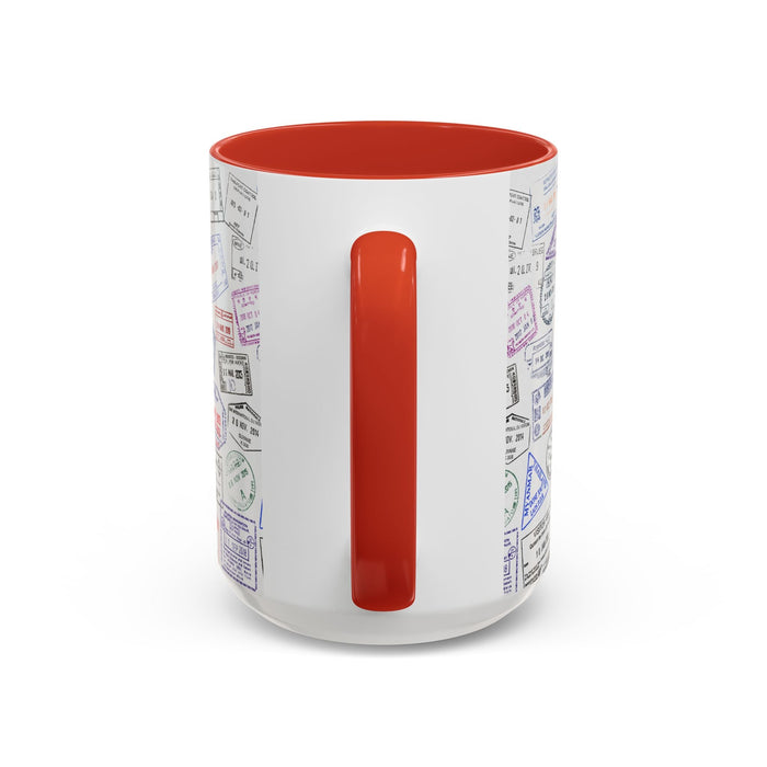 Passport Stamp Mug | Travel - Themed Coffee Cup with Vintage Passport Stamps Background | Unique Gift for Travelers | Ceramic Travel Mug - Eravol - Mug