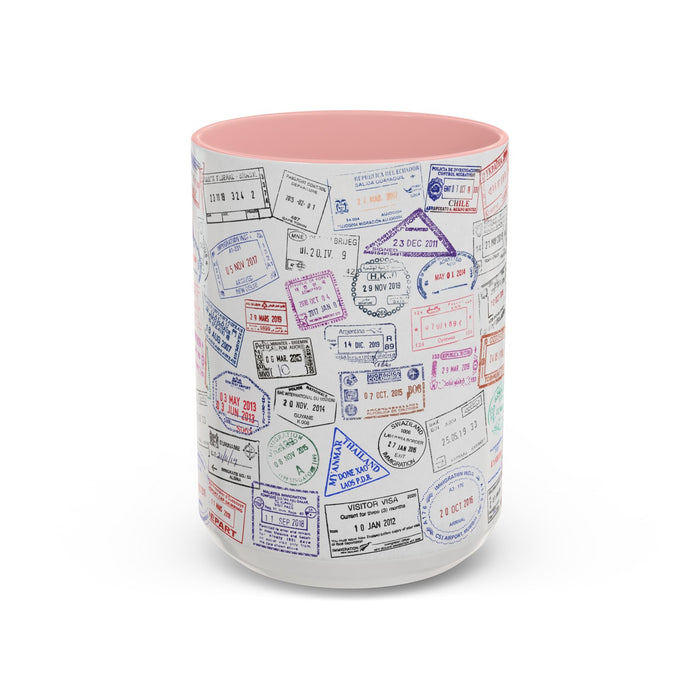 Passport Stamp Mug | Travel - Themed Coffee Cup with Vintage Passport Stamps Background | Unique Gift for Travelers | Ceramic Travel Mug - Eravol - Mug