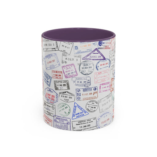 Passport Stamp Mug | Travel - Themed Coffee Cup with Vintage Passport Stamps Background | Unique Gift for Travelers | Ceramic Travel Mug - Eravol - Mug