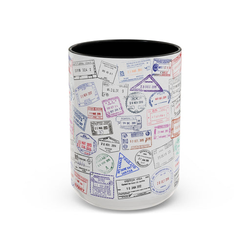 Passport Stamp Mug | Travel - Themed Coffee Cup with Vintage Passport Stamps Background | Unique Gift for Travelers | Ceramic Travel Mug - Eravol - Mug
