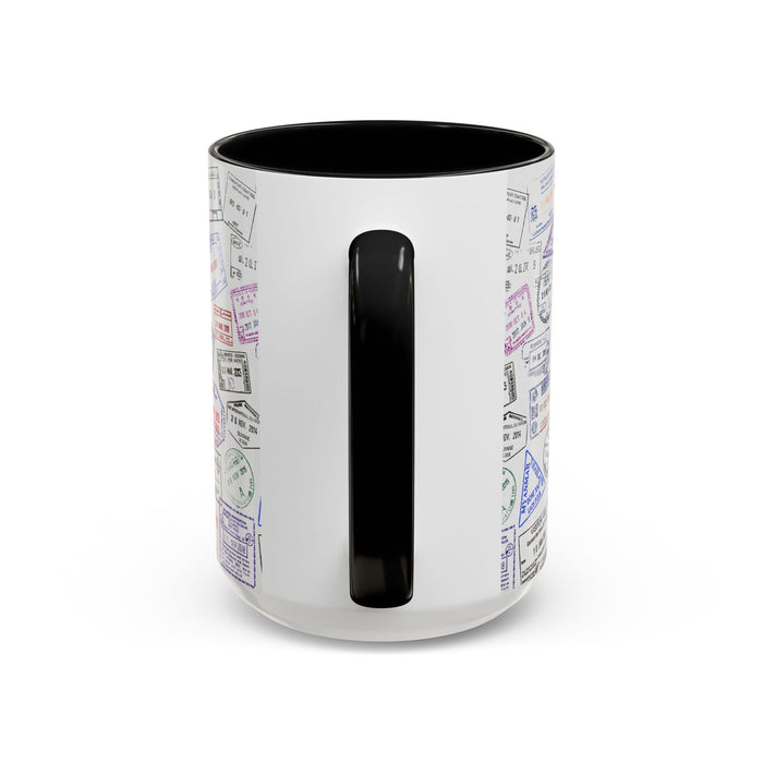 Passport Stamp Mug | Travel - Themed Coffee Cup with Vintage Passport Stamps Background | Unique Gift for Travelers | Ceramic Travel Mug - Eravol - Mug