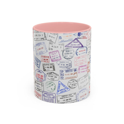 Passport Stamp Mug | Travel - Themed Coffee Cup with Vintage Passport Stamps Background | Unique Gift for Travelers | Ceramic Travel Mug - Eravol - Mug