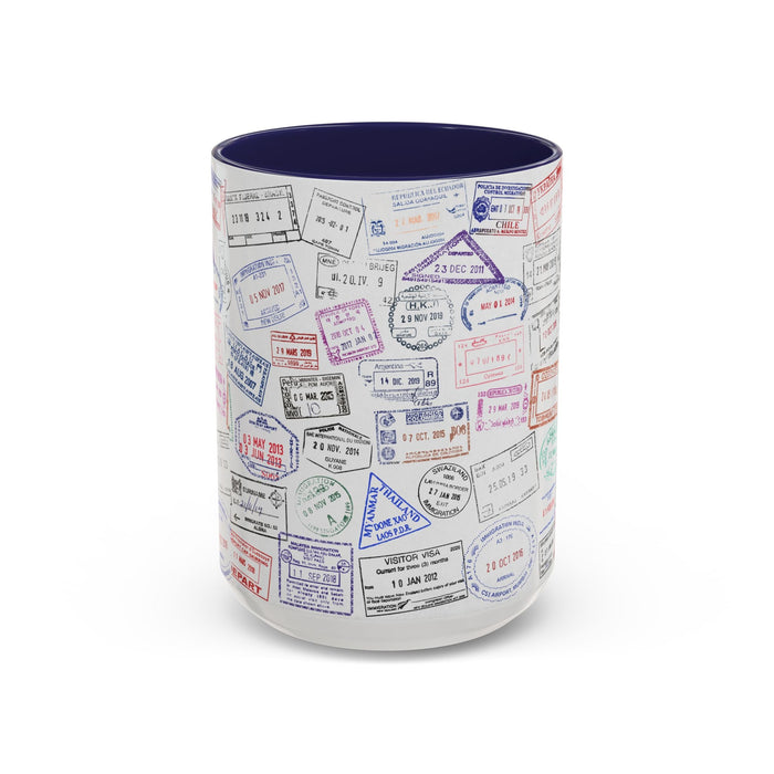 Passport Stamp Mug | Travel - Themed Coffee Cup with Vintage Passport Stamps Background | Unique Gift for Travelers | Ceramic Travel Mug - Eravol - Mug