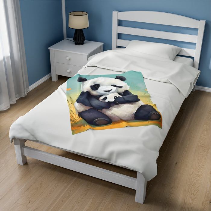 Peaceful Panda Hug Warmth Luxury Velveteen Plush Blanket - FORHERA DESIGN - Blankets