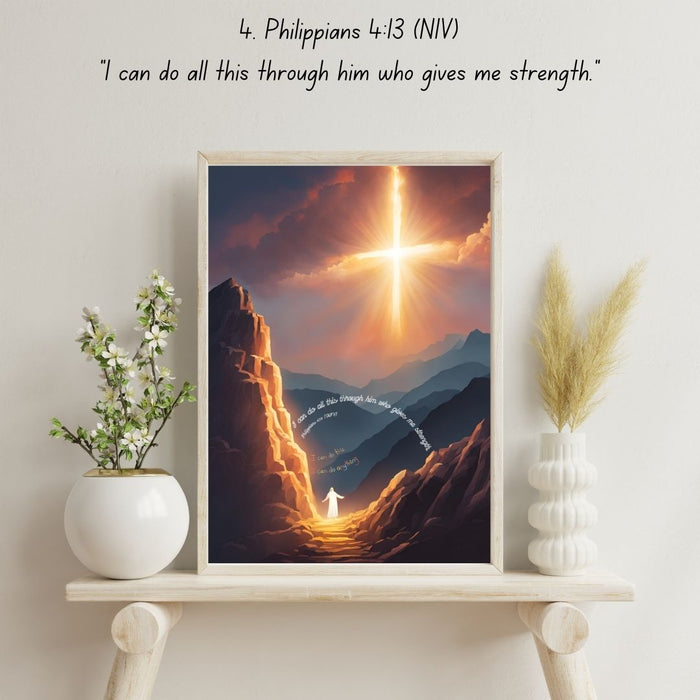 Philippians 4:13 Wall Art | I Can Do All Things Through Christ | Christian Motivational Printable Decor - FORHERA DESIGN - Christian_Wallart