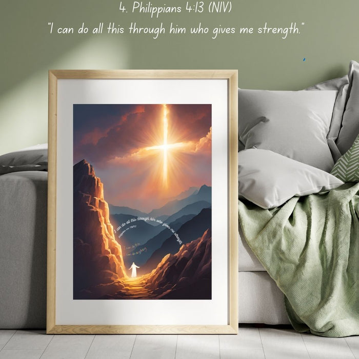 Philippians 4:13 Wall Art | I Can Do All Things Through Christ | Christian Motivational Printable Decor - FORHERA DESIGN - Christian_Wallart