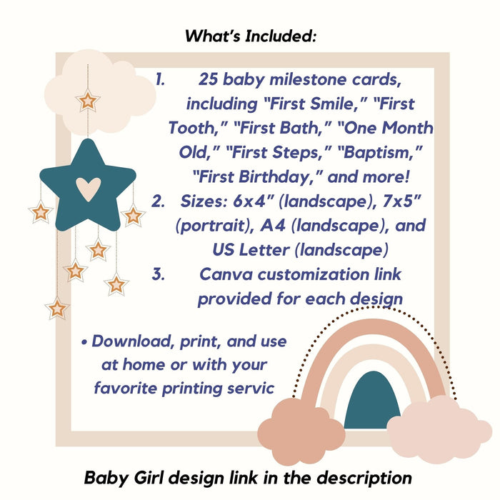 Printable Baby Boy Milestone Cards | Baby Boy | Blue Baby Milestone Card Set| Baby Boy Keepsake | First Year Baby Cards | Monthly Baby Cards - FORHERA DESIGN - DigitalPrint