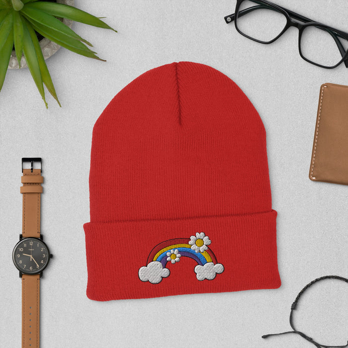 Rainbow Style Hat - Colorful Embroidered Cap for Positivity | Trendy Gift for Pride, Fun Accessory for All Ages, Joyful Fashion, Rainbow gift - FORHERA DESIGN - Beanies