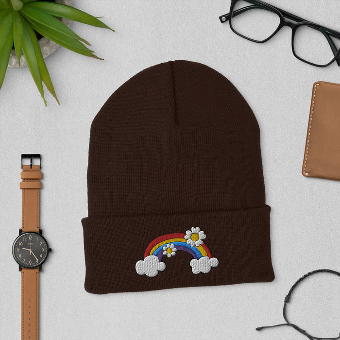 Rainbow Style Hat - Colorful Embroidered Cap for Positivity | Trendy Gift for Pride, Fun Accessory for All Ages, Joyful Fashion, Rainbow gift - FORHERA DESIGN - Beanies