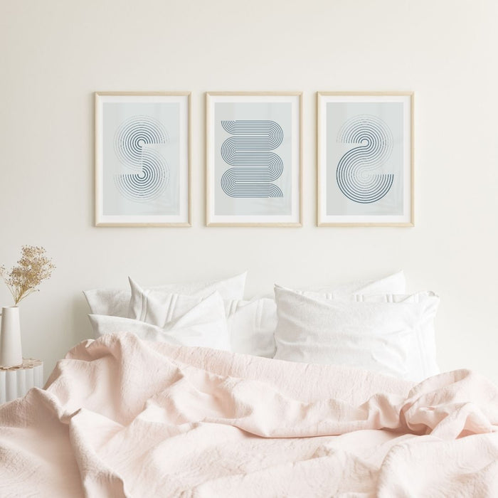 Set of 3 Modern Minimalist Grey Curved Wall Art Prints, Abstract Decor for Stylish Home Interiors, Indoor Decor - FORHERA DESIGN - Art_Boho