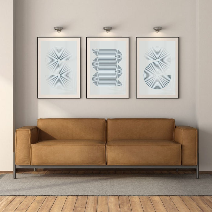 Set of 3 Modern Minimalist Grey Curved Wall Art Prints, Abstract Decor for Stylish Home Interiors, Indoor Decor - FORHERA DESIGN - Art_Boho