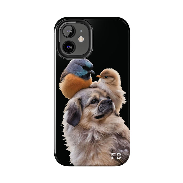 Small birds perched gently on Dog For Iphone or Google Phone case - FORHERA DESIGN - Phone Case