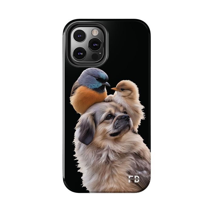 Small birds perched gently on Dog For Iphone or Google Phone case - FORHERA DESIGN - Phone Case