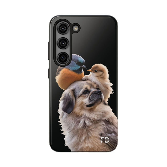 Small birds perched gently on Dog For Iphone or Google Phone case - FORHERA DESIGN - Phone Case