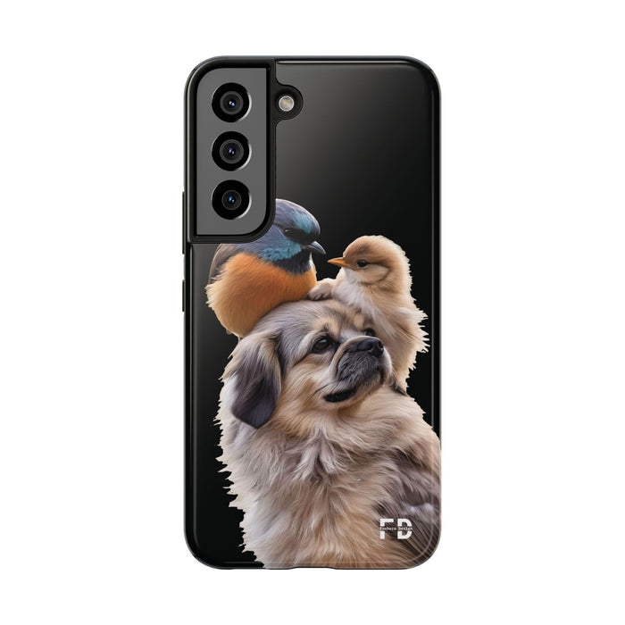 Small birds perched gently on Dog For Iphone or Google Phone case - FORHERA DESIGN - Phone Case