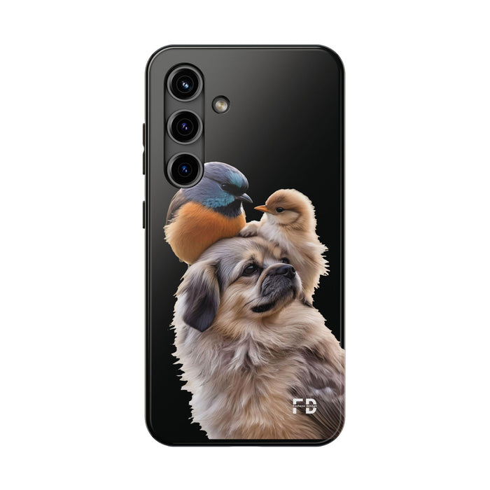 Small birds perched gently on Dog For Iphone or Google Phone case - FORHERA DESIGN - Phone Case