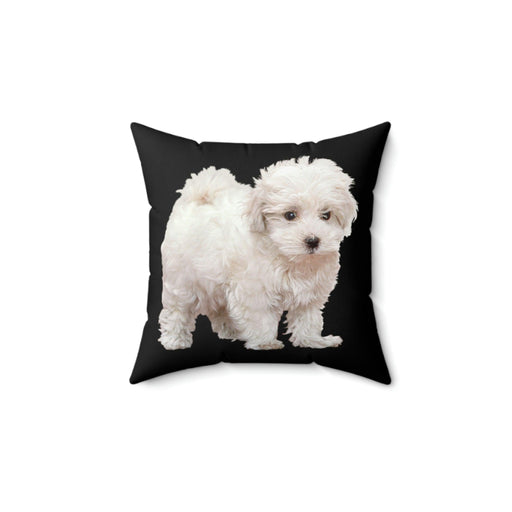 Spun Polyester Square Pillow Happy Dog With Black Background - FORHERA DESIGN - FORHERA DESIGN - FORHERA DESIGN