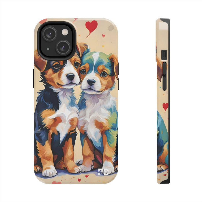 Two Cute Dogs Phone Case Resistant 2 - Piece for Iphone or Google - FORHERA DESIGN - Phone Case