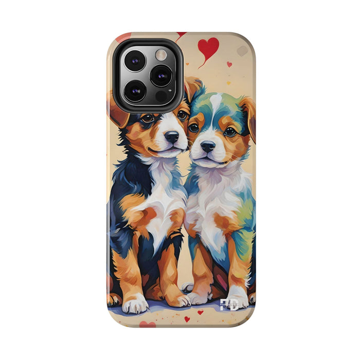 Two Cute Dogs Phone Case Resistant 2 - Piece for Iphone or Google - FORHERA DESIGN - Phone Case