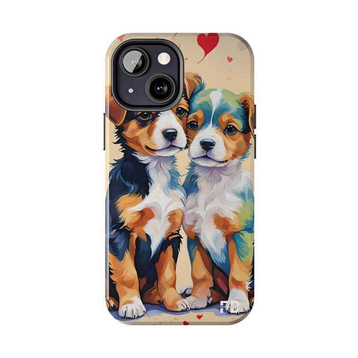 Two Cute Dogs Phone Case Resistant 2 - Piece for Iphone or Google - FORHERA DESIGN - Phone Case