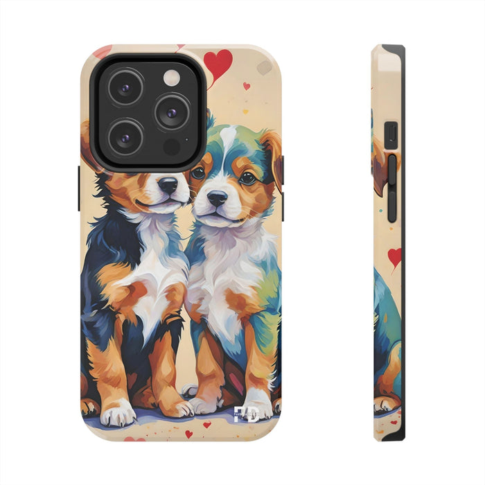 Two Cute Dogs Phone Case Resistant 2 - Piece for Iphone or Google - FORHERA DESIGN - Phone Case