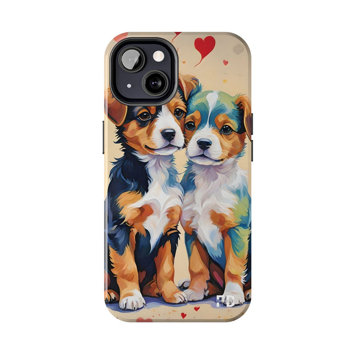 Two Cute Dogs Phone Case Resistant 2 - Piece for Iphone or Google - FORHERA DESIGN - Phone Case