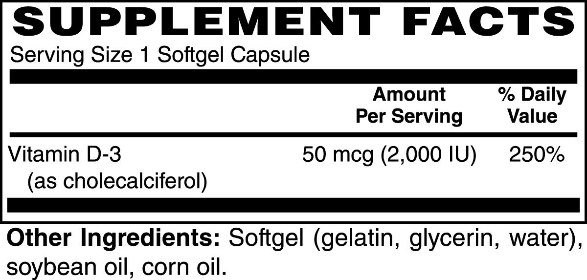 Vitamin D3 2,000 IU - FORHERA DESIGN - Vitamins & Minerals