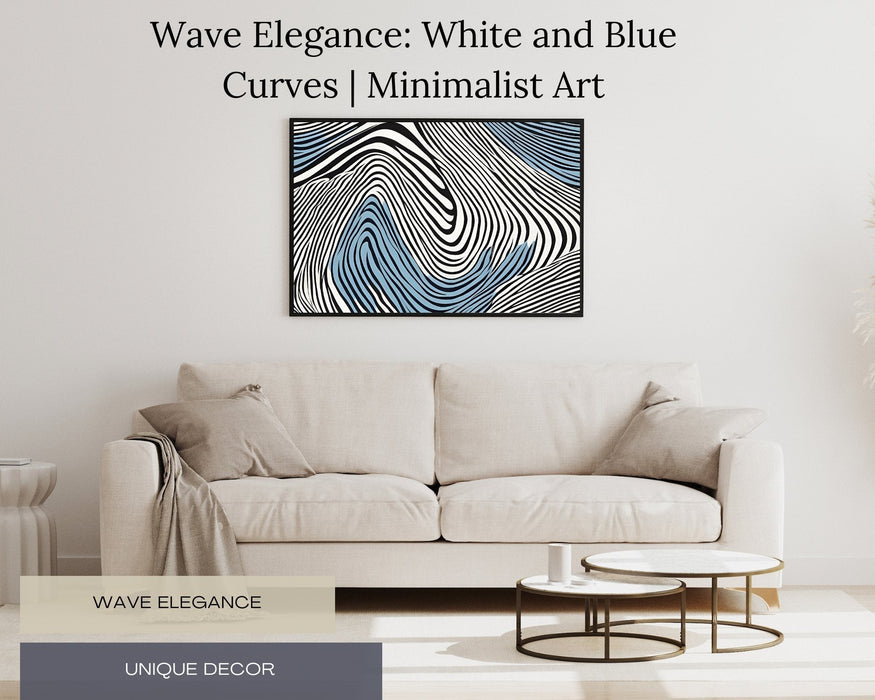 Wave Elegance: White and Blue Curves | Minimalist Art | Abstract Elegant Simplicity | Neutral Wall Art | Flowing Curved Design | - FORHERA DESIGN - Art_Minimalist