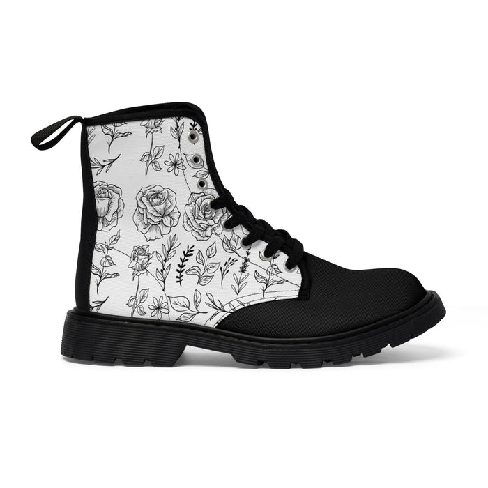 White and Black Women's Canvas Boots - FORHERA DESIGN - FORHERA DESIGN - FORHERA DESIGN