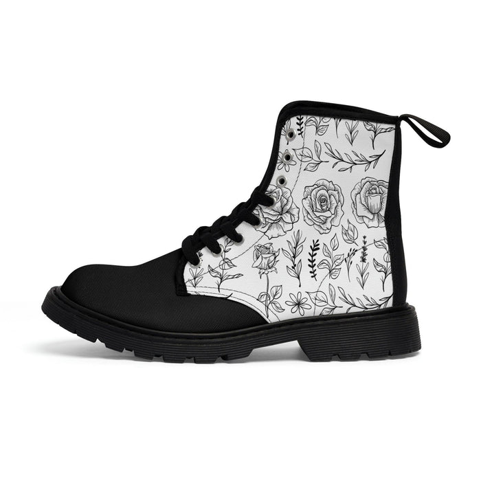 White and Black Women's Canvas Boots - FORHERA DESIGN - FORHERA DESIGN - FORHERA DESIGN