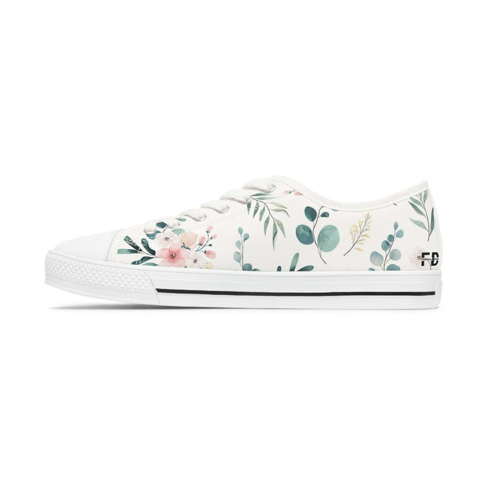 White and Green Women's Low Top Sneakers - FORHERA DESIGN - FORHERA DESIGN - FORHERA DESIGN